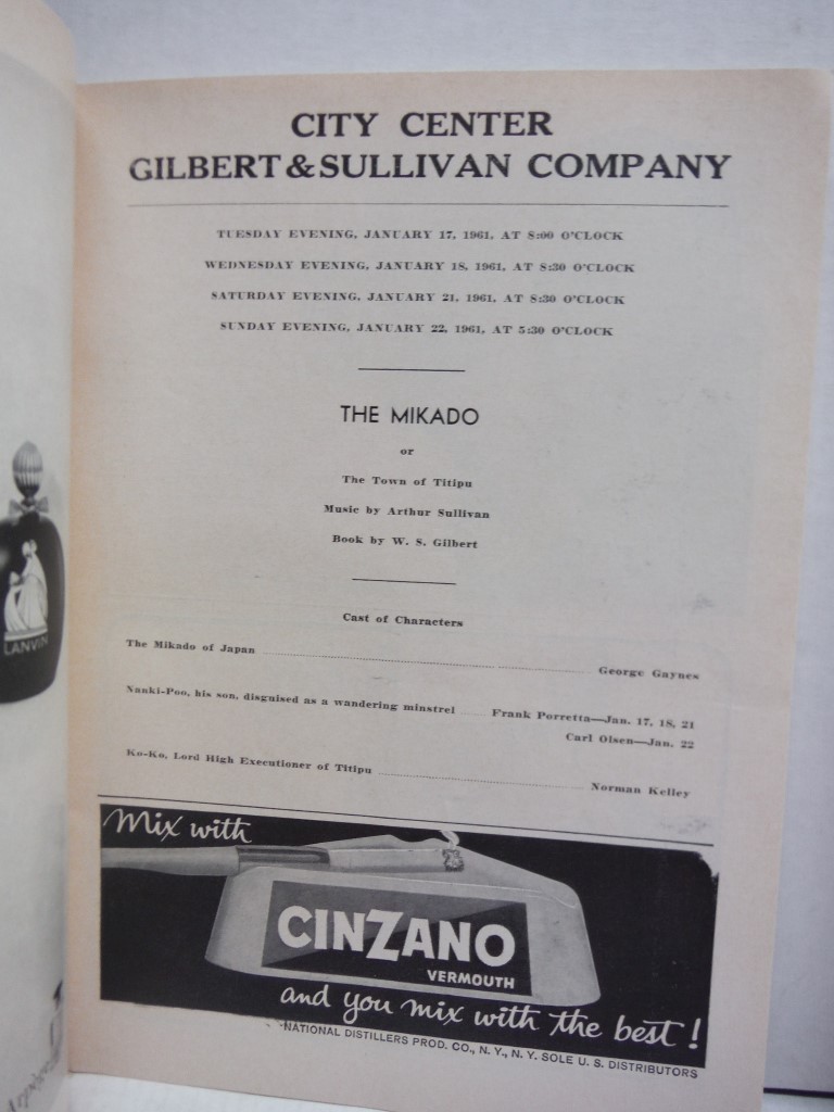 Image 1 of Lot of 3 VG Antique Playbills from the City Center of Music and Drama 1961.