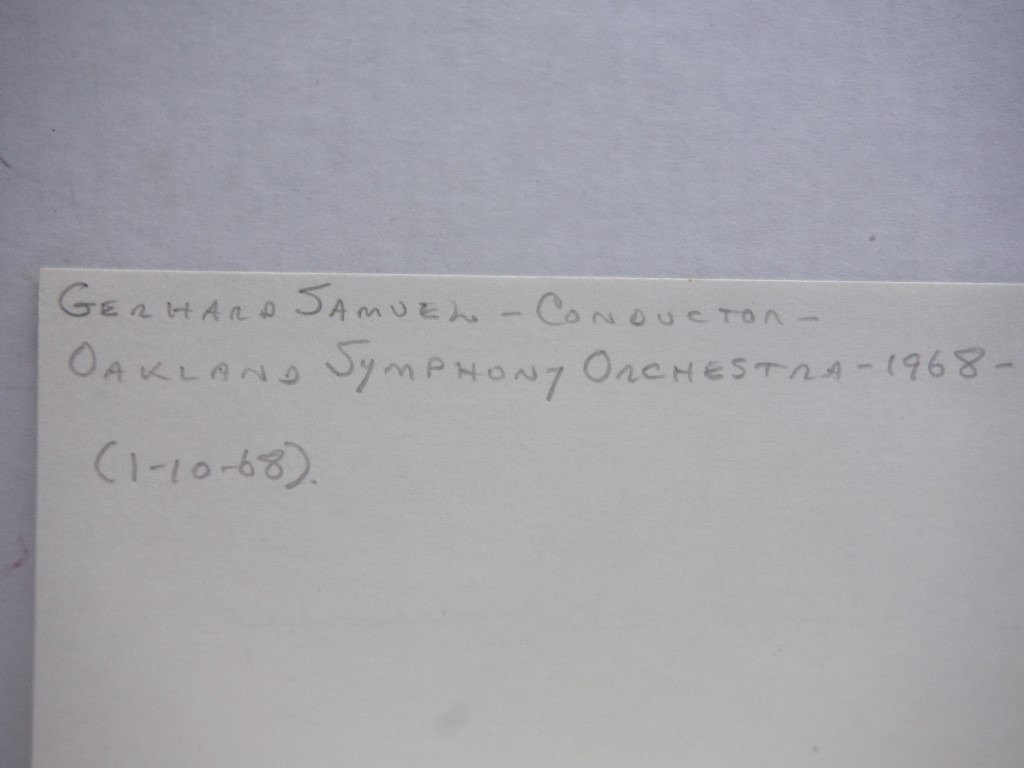 Image 3 of 5 Autographs of Gerhard Samuel, conductor.