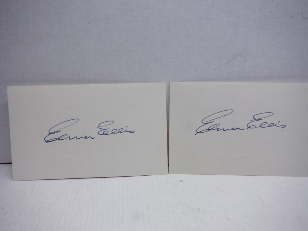 2 Autographs of Elmer Ellis, educator.