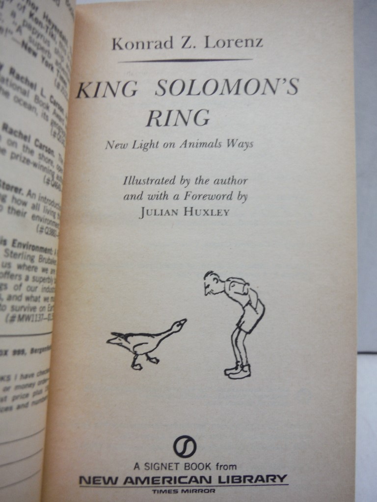 Image 1 of King Solomon's Ring (Mentor Series) Reissue edition by Lorenz, Konrad (1991) Mas