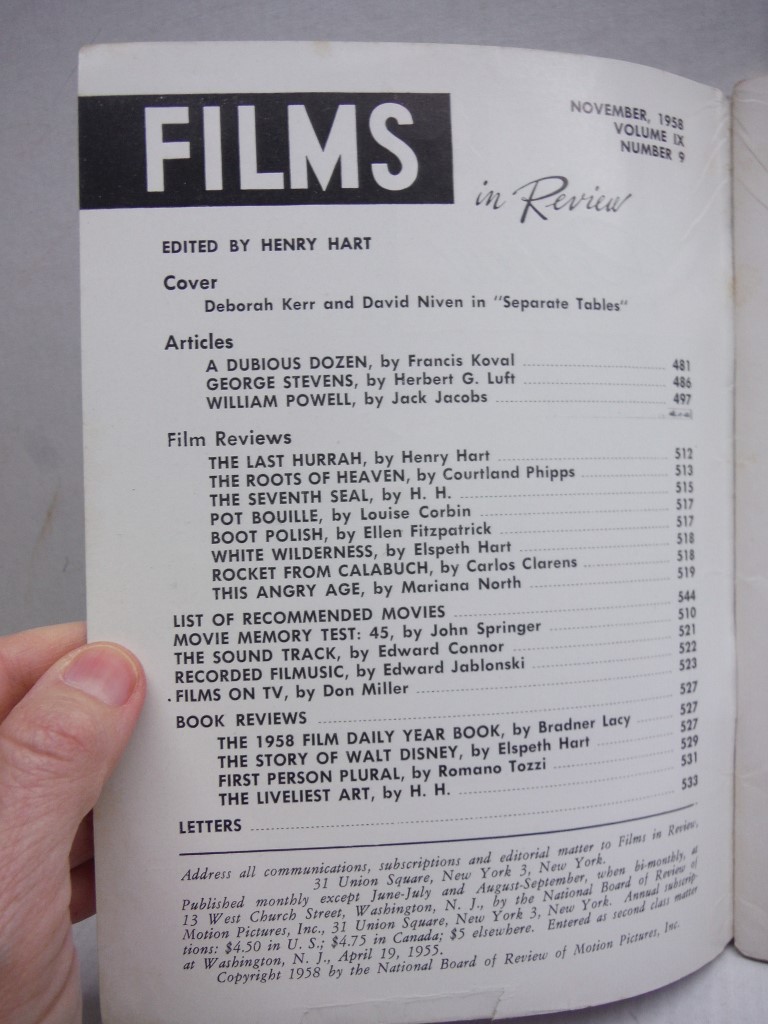 Image 1 of Films in Review / November 1958