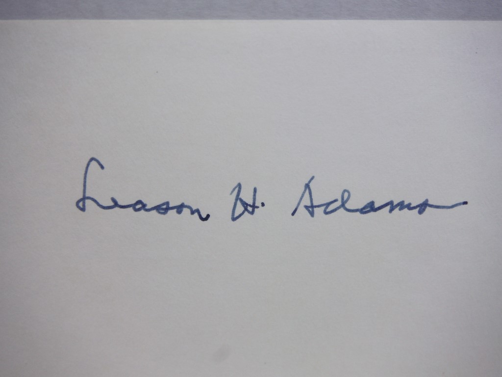 Image 1 of 4 autographs of Leason Heberling Adams. 