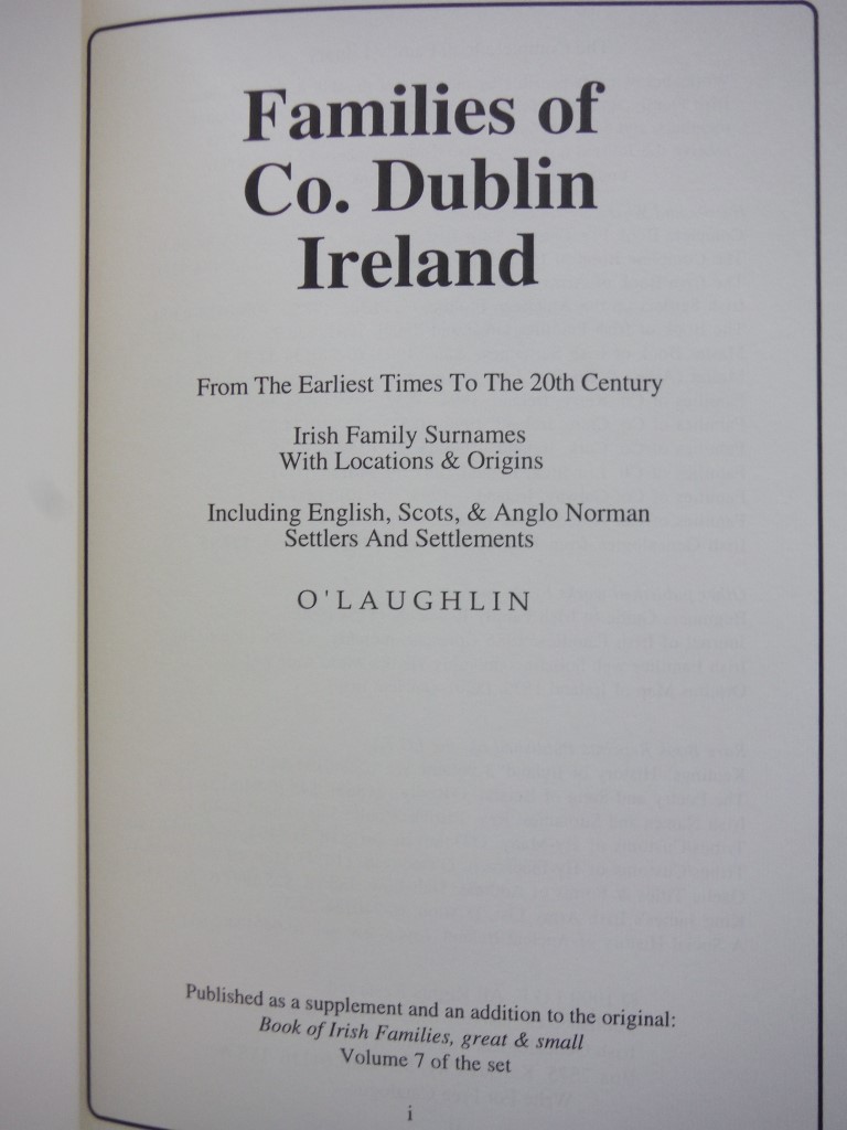 Image 1 of Families of Co. Dublin, Ireland (Book of Irish Families, Great & Small)