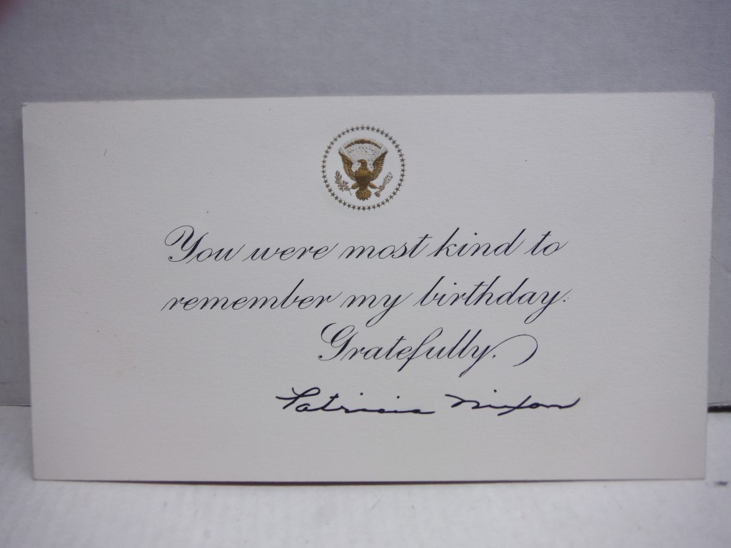 Patricia Nixon autograph with official seal