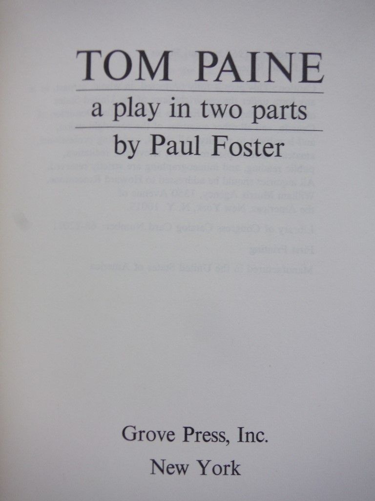 Image 2 of Tom Paine;: A play in two parts (Evergreen playscript, no. 21)