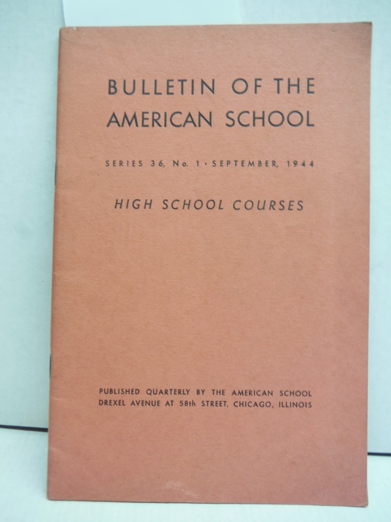 BOOK: SOFTCOVER, Bulletin of the American School, September 1944, Series 36 No 1