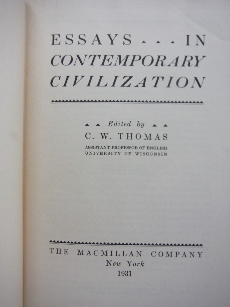 Image 1 of Essays in Contemporary Civilization,