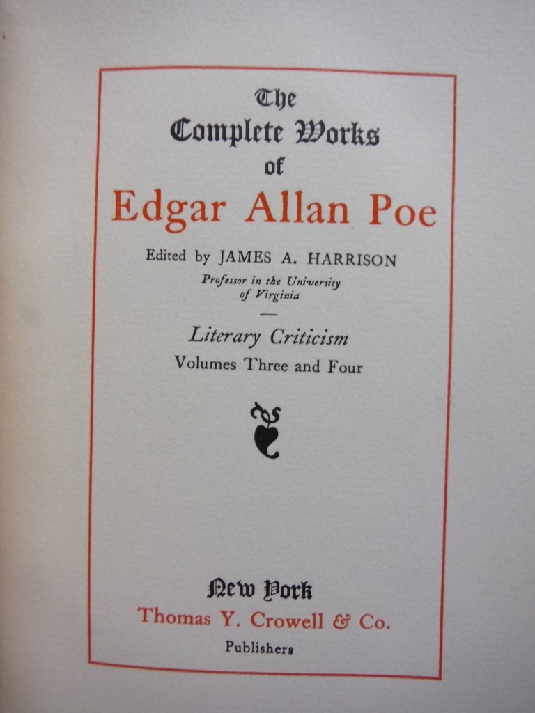 Image 4 of The Complete Works of Edgar Allan Poem  Literary Criticism [Incomplete 3 Volume 