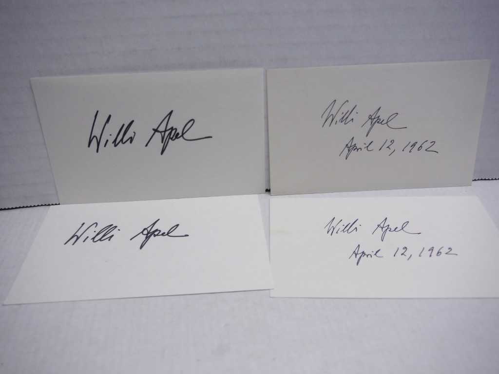 4 autographs of Willi Apel