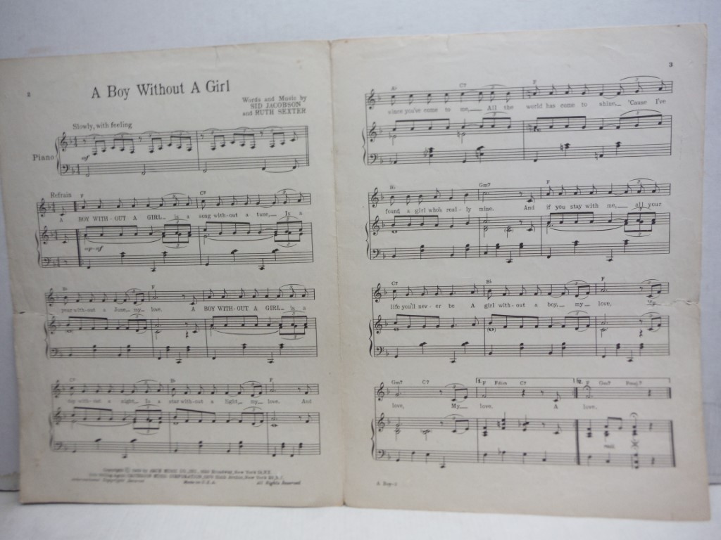 Image 1 of A Boy Without A Girl Sheet Music