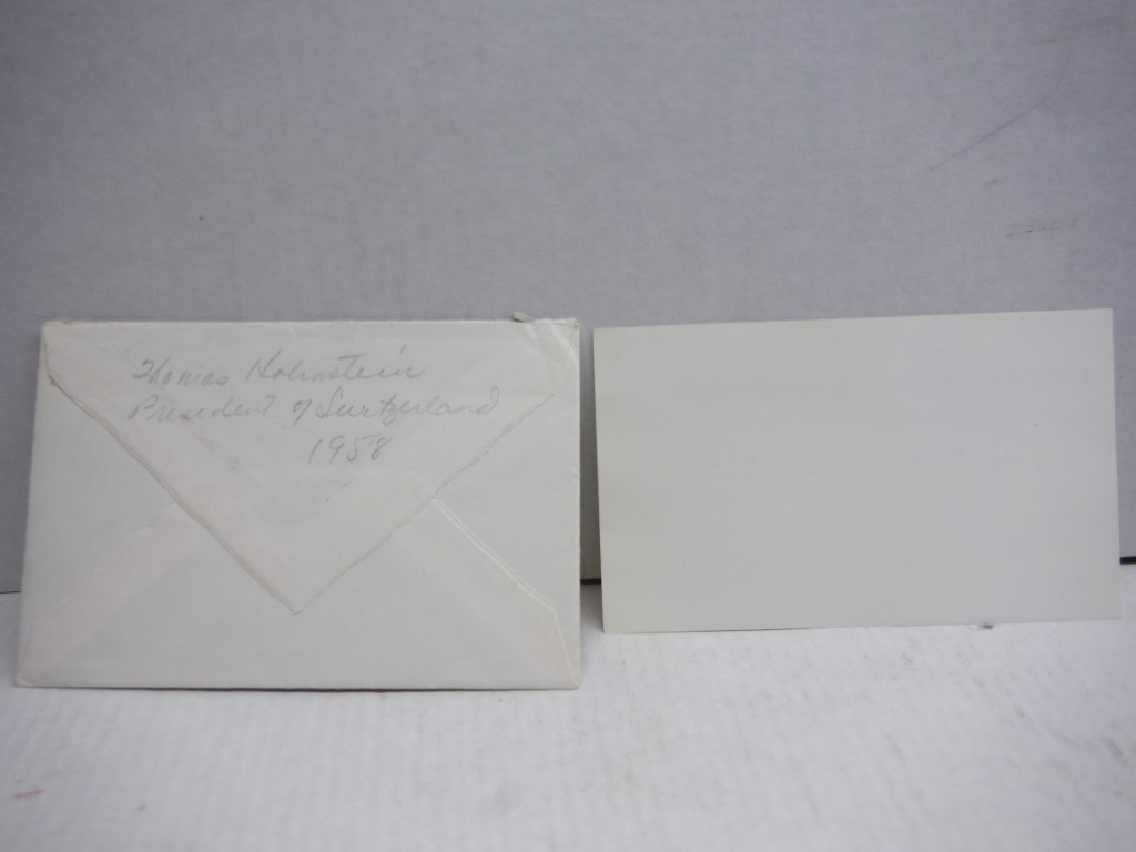 Image 1 of Hand written envelope and card of Thomas Holenstein.
