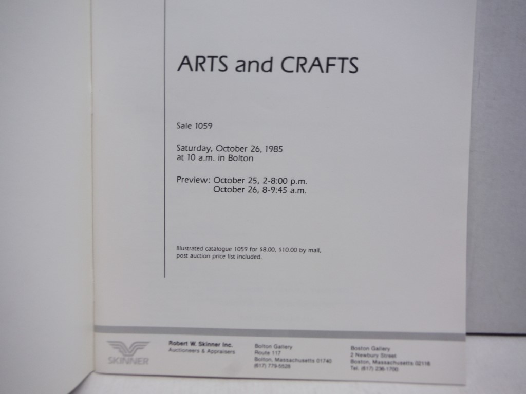 Image 1 of Skinner Art & Crafts Sale 1059 October 26, 1985 Bolton