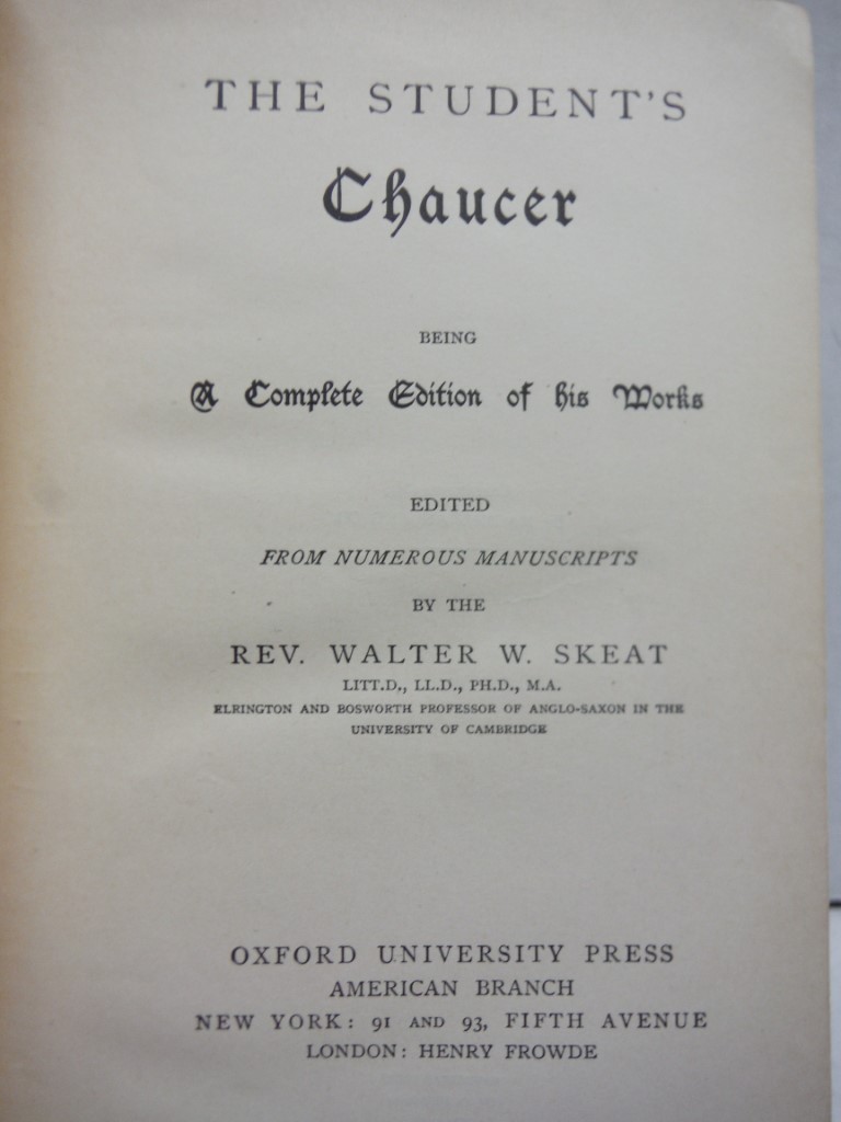Image 1 of The Student's Chaucer Being A Complete Edition of His Works.