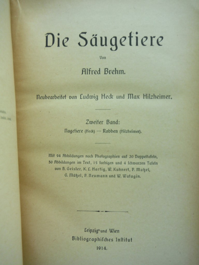 Image 1 of Die Saugetiere. Neubearbeitung von Ludwig Heck, Volume 2