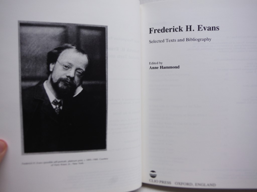 Image 1 of Frederick H Evans : Selected Texts and Bibliography (World Photographers Referen