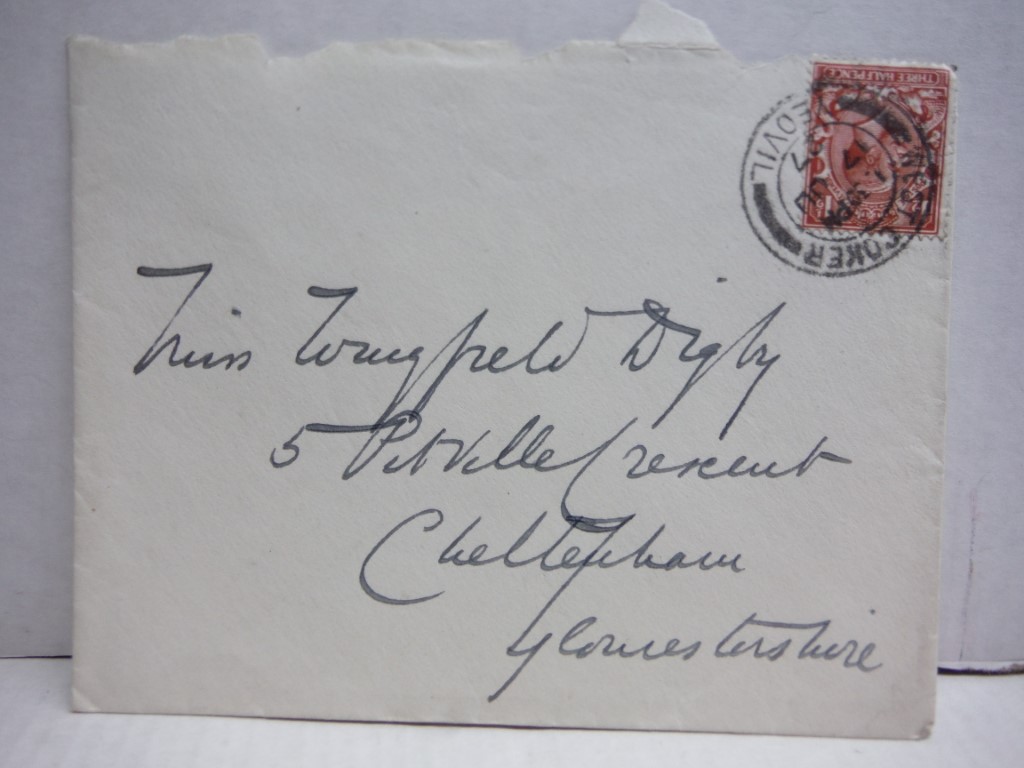 Canceled three halfpence stamp, 1927