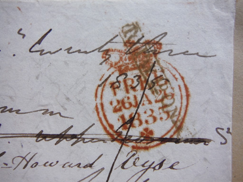 Image 1 of Post marked  letter fragment  1835