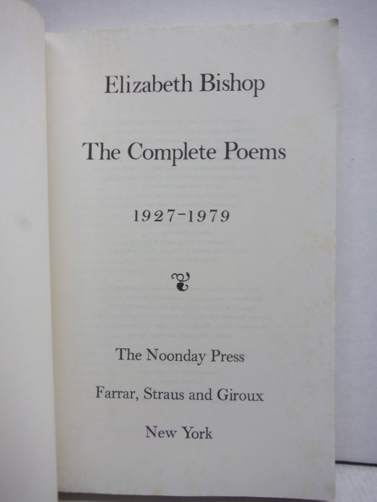 Image 1 of Elizabeth Bishop, The Complete Poems: 1927-1979