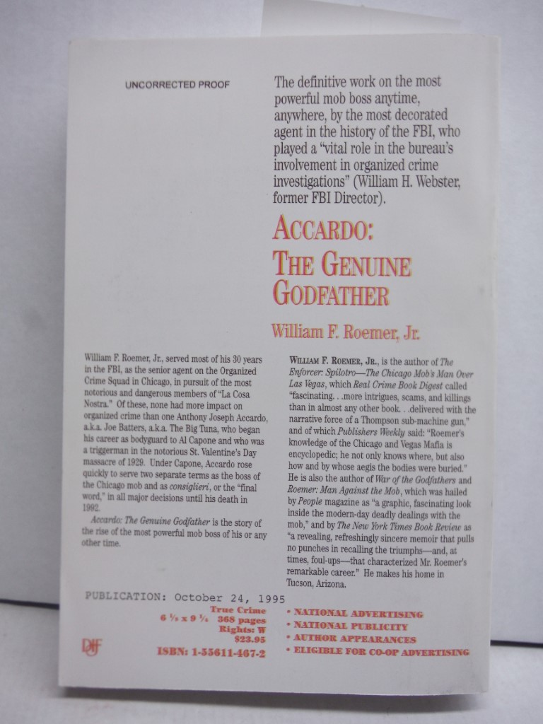 Image 1 of Accardo: The Genuine Godfather, uncorrected proof