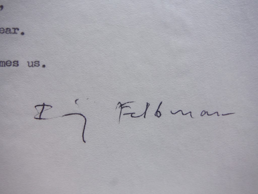Image 1 of Signed typed poem of Irving Feldman.
