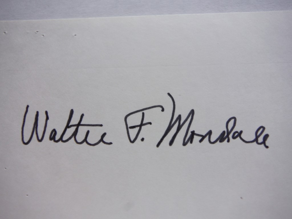 Image 1 of 2 Autographs of Walter F Mondale, politician