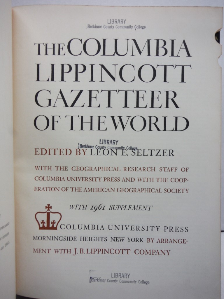 Image 1 of THE COLUMBIA LIPPINCOTT GAZETTEER OF THE WORLD With 1961 Supplement