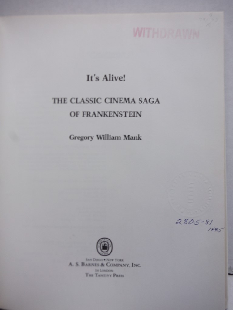 Image 1 of It's Alive : The Classic Cinema Saga of Frankenstein