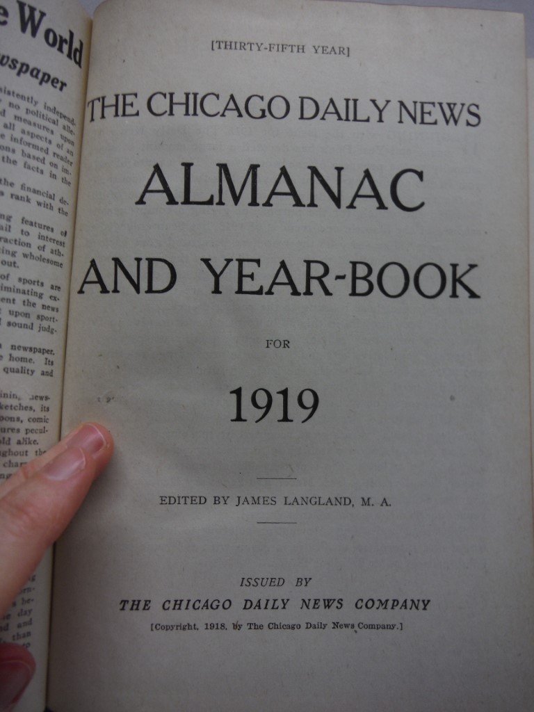 Image 1 of The Chicago Daily News Almanac and Year-Book for 1919 [Thirty-Fifth Year]