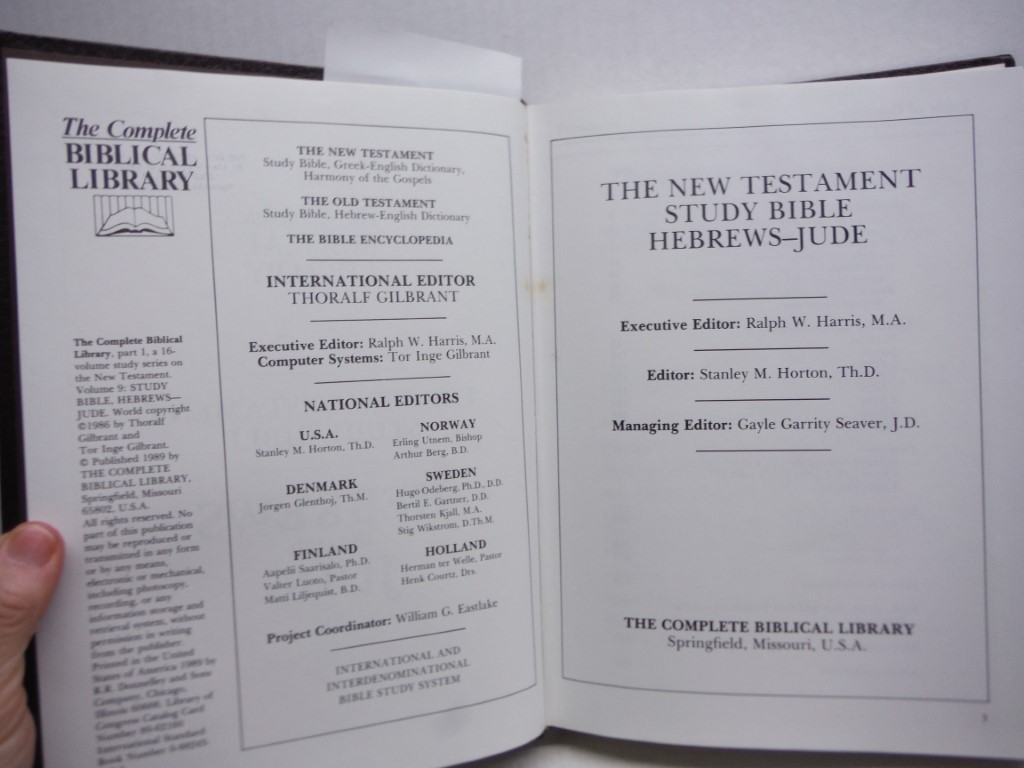Image 2 of The New Testament Study Bible: Hebrews-Jude (The Complete Biblical Library, Vol.