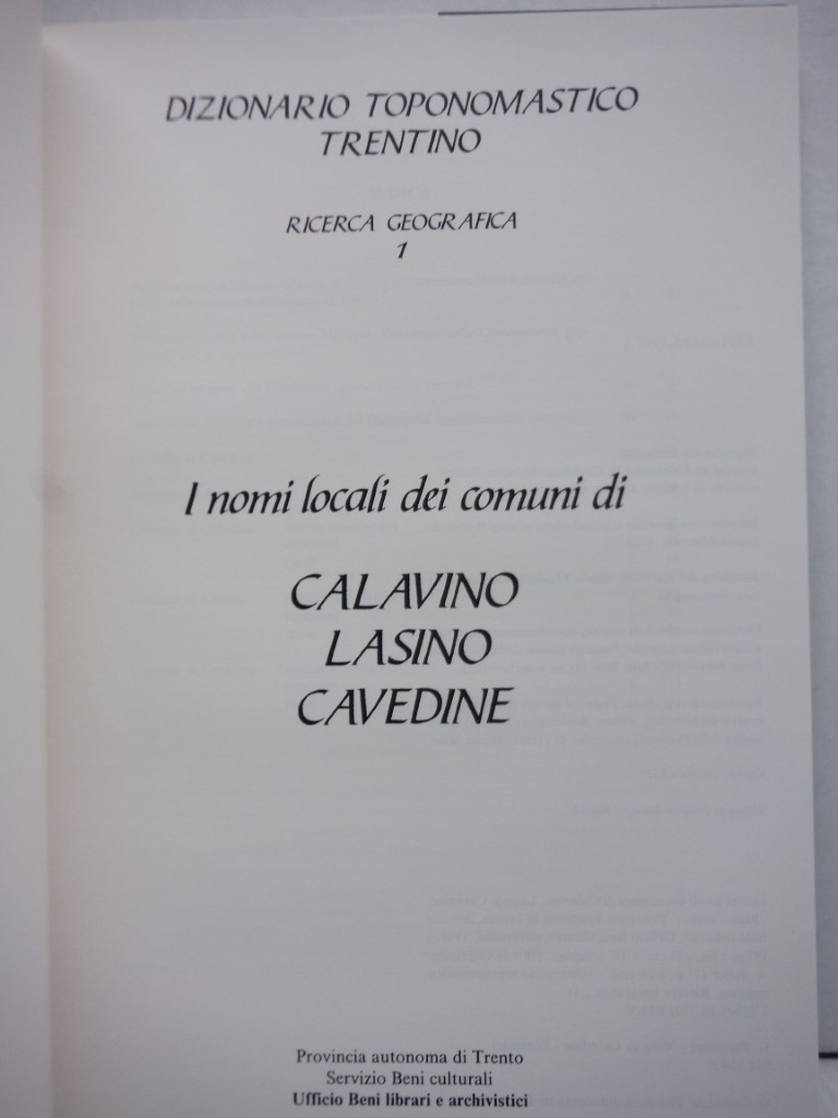 Image 1 of I nomi locali dei comuni di Calavino Lasino Cavedine