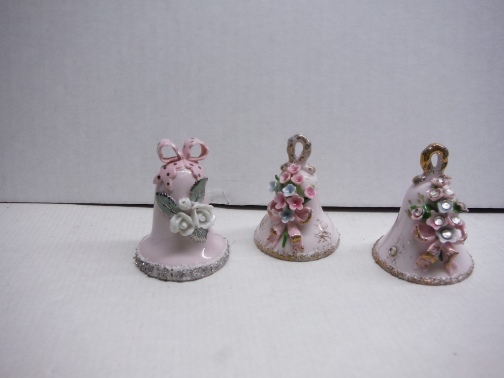 3 Ceramic Bells, Lefton China