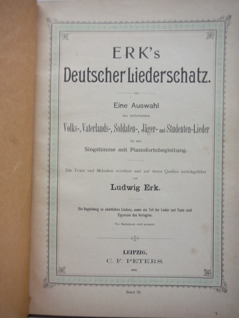 Image 1 of Erk's Deutscher Liederschatz. Band III.