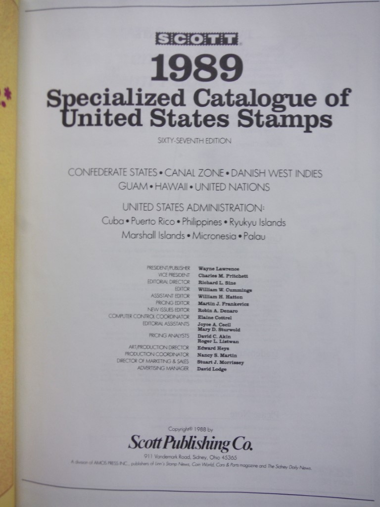 Image 1 of Scott 1989 Specialized Catalogue of United States Stamps, 67th Edition