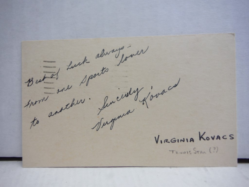 Autograph of Virginia Kovacs, tennis star