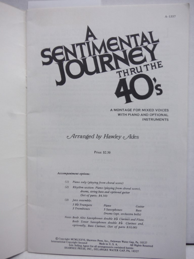 Image 1 of Sentimental Journey Thru the 40's: For S.A.T.B Voices and Piano, with Optional I