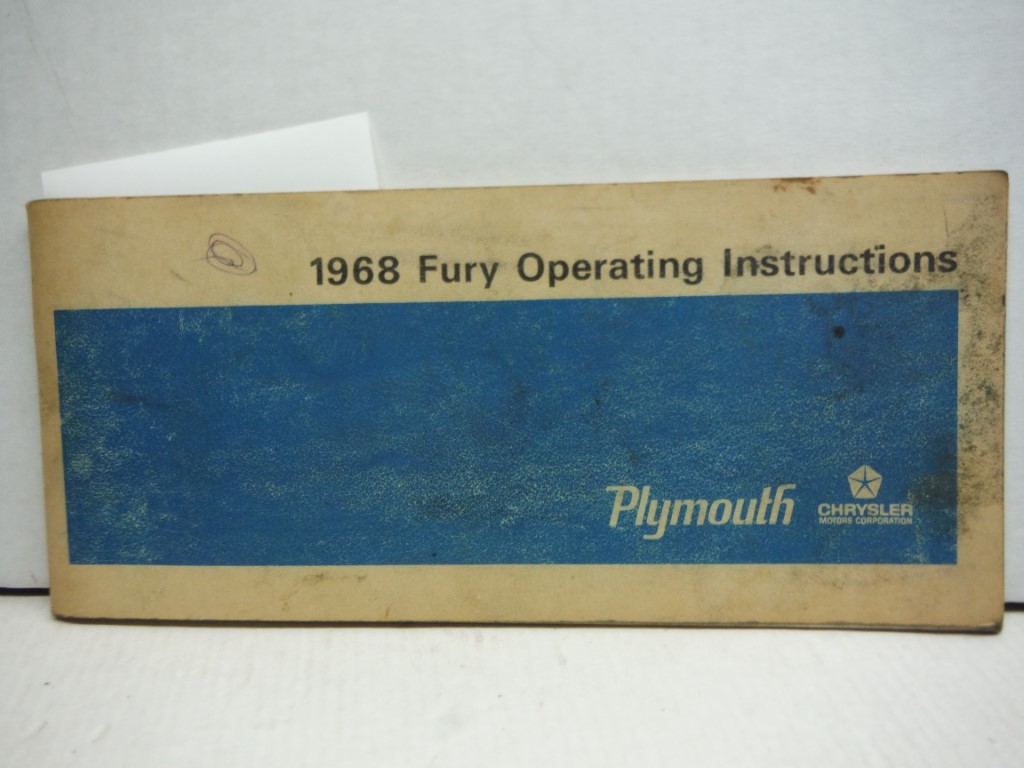 1968 Plymouth Fury & Sport Fury Reprint Owner's Manual
