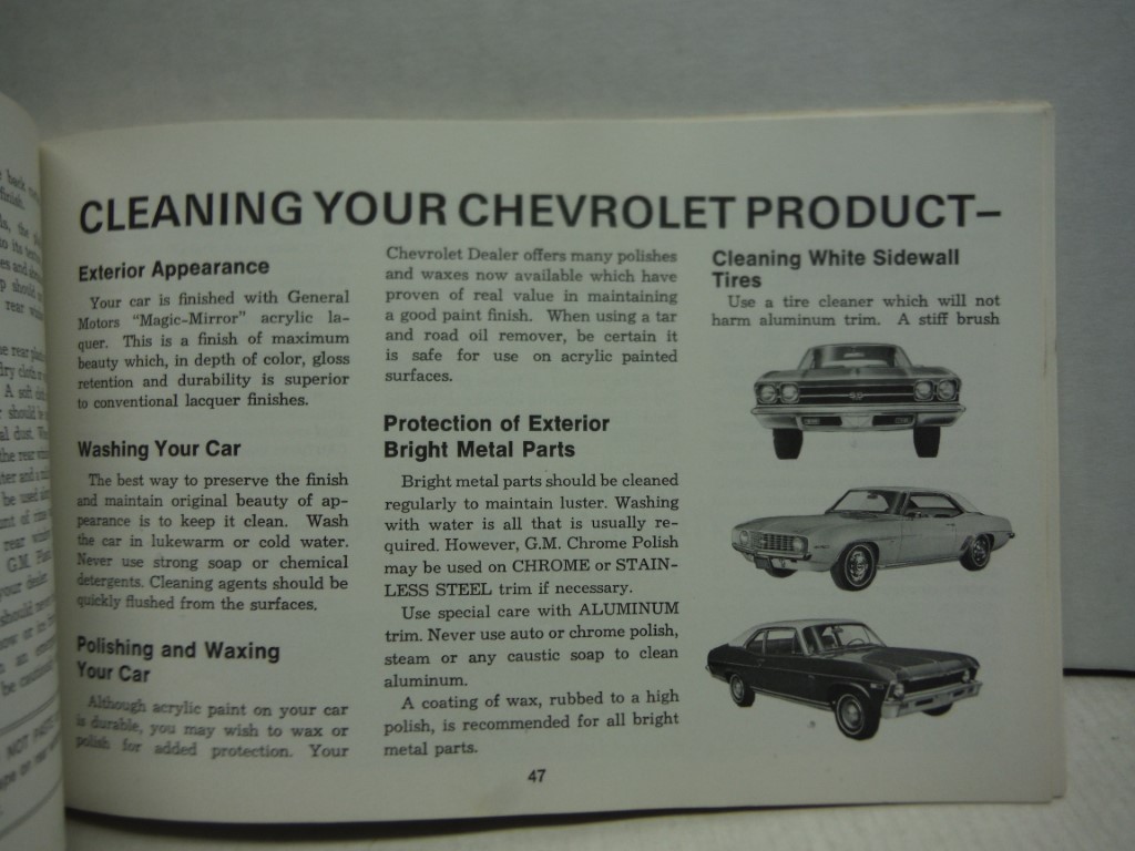 Image 2 of 1969 Chevrolet Camaro Chevelle Chevy Nova Owners Manual WATER DAMAGED STAINS ***