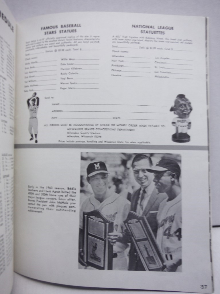 Image 3 of Milwaukee Braves Team Yearbook 1964-Hank Aaron-Warren Spahn-Eddir Matthews-VF