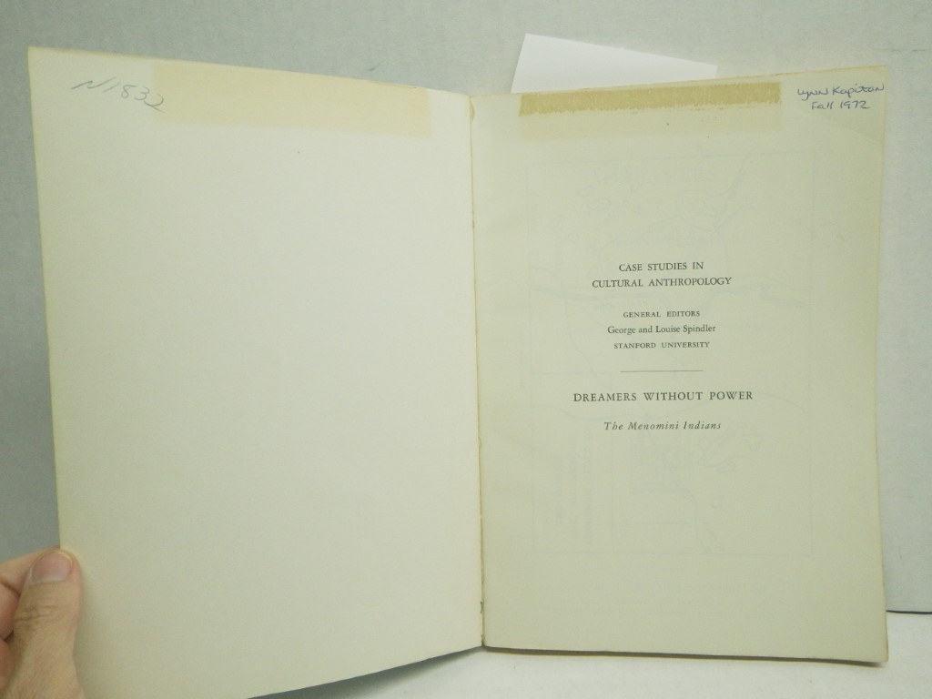 Image 1 of Dreamers without Power: Menomini Indians (Case Studies in Cultural Anthropology 