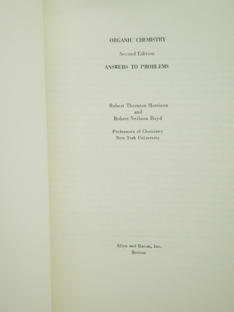 Image 1 of Organic Chemistry: Answers to Problems, 2nd Edition
