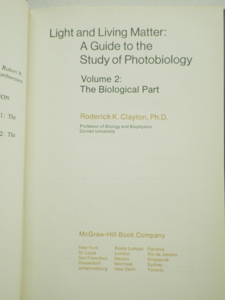 Image 2 of Light and Living Matter:  A Guide to the Study of Photobiology, Volume 2:  The B