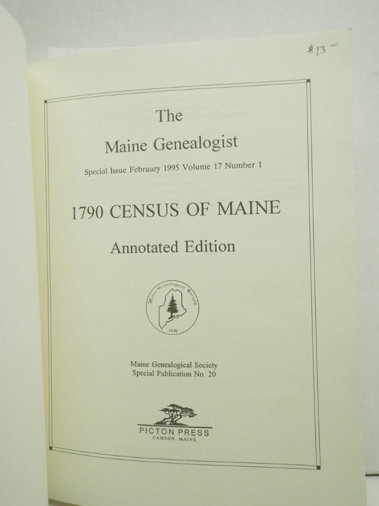 Image 1 of 1790 CENSUS OF MAINE - Annotated Edition
