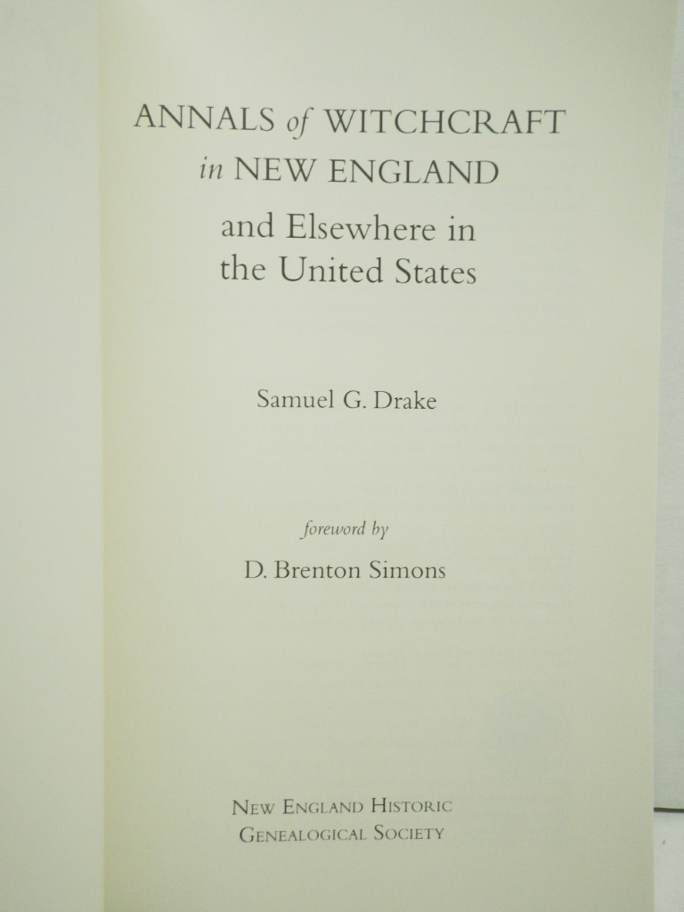 Image 1 of Annals of Witchcraft in New England and Elsewhere in the United States