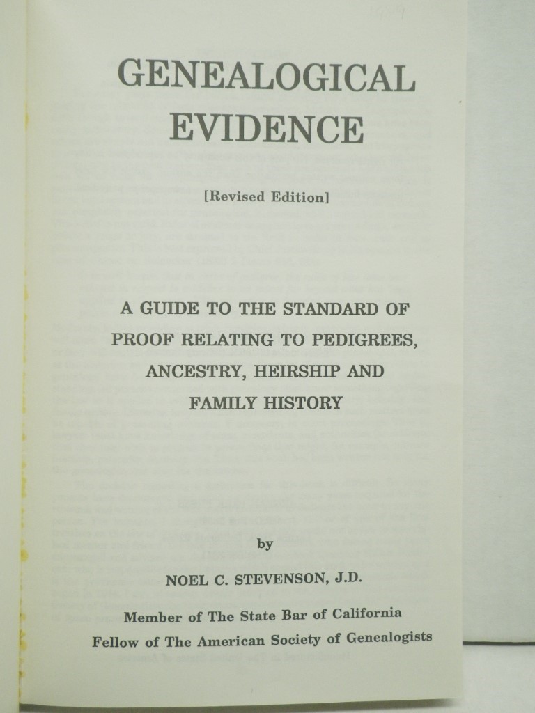 Image 1 of Genealogical Evidence: A Guide to the Standard of Proof Relating to Pedigrees, A