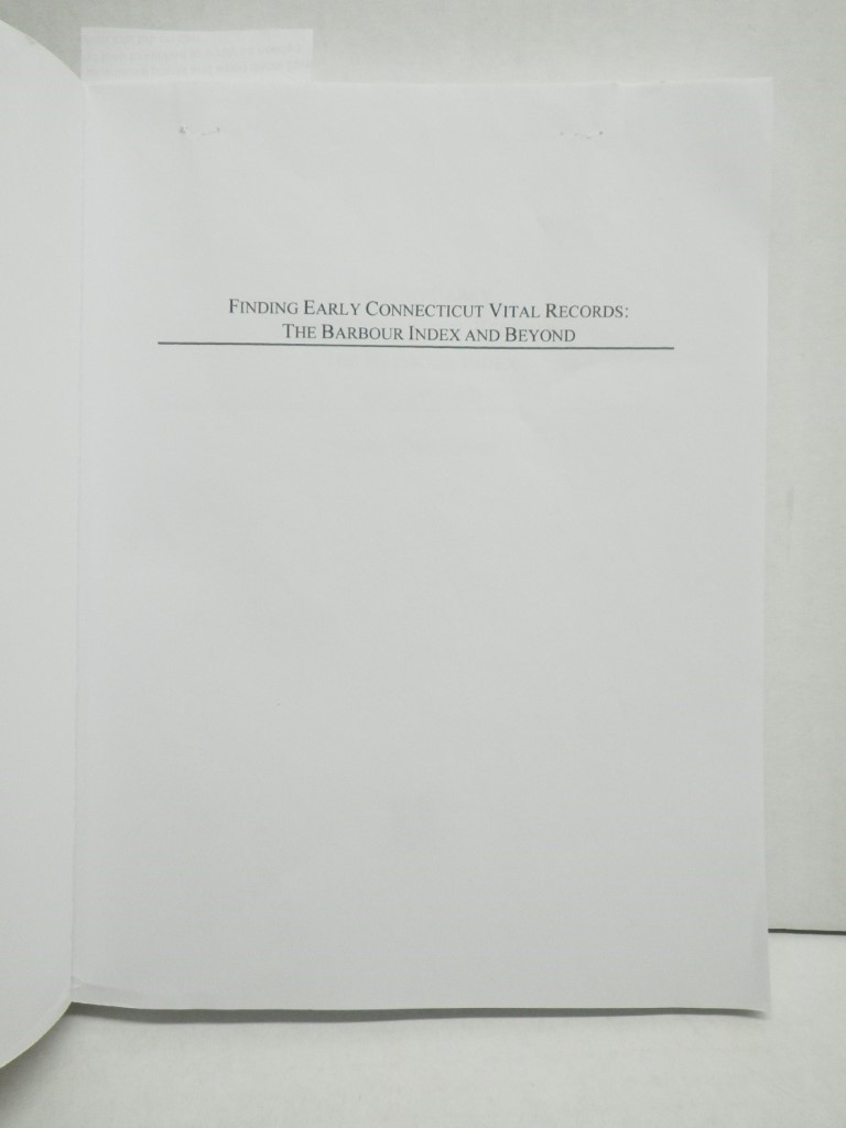 Image 1 of Finding Early Connecticut Vital Records: The Barbour Index and Beyond