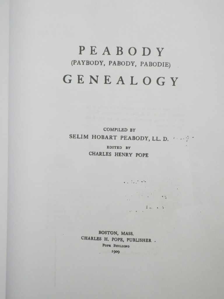Image 1 of Peabody (Paybody, Pabody, Pabodie) Genealogy
