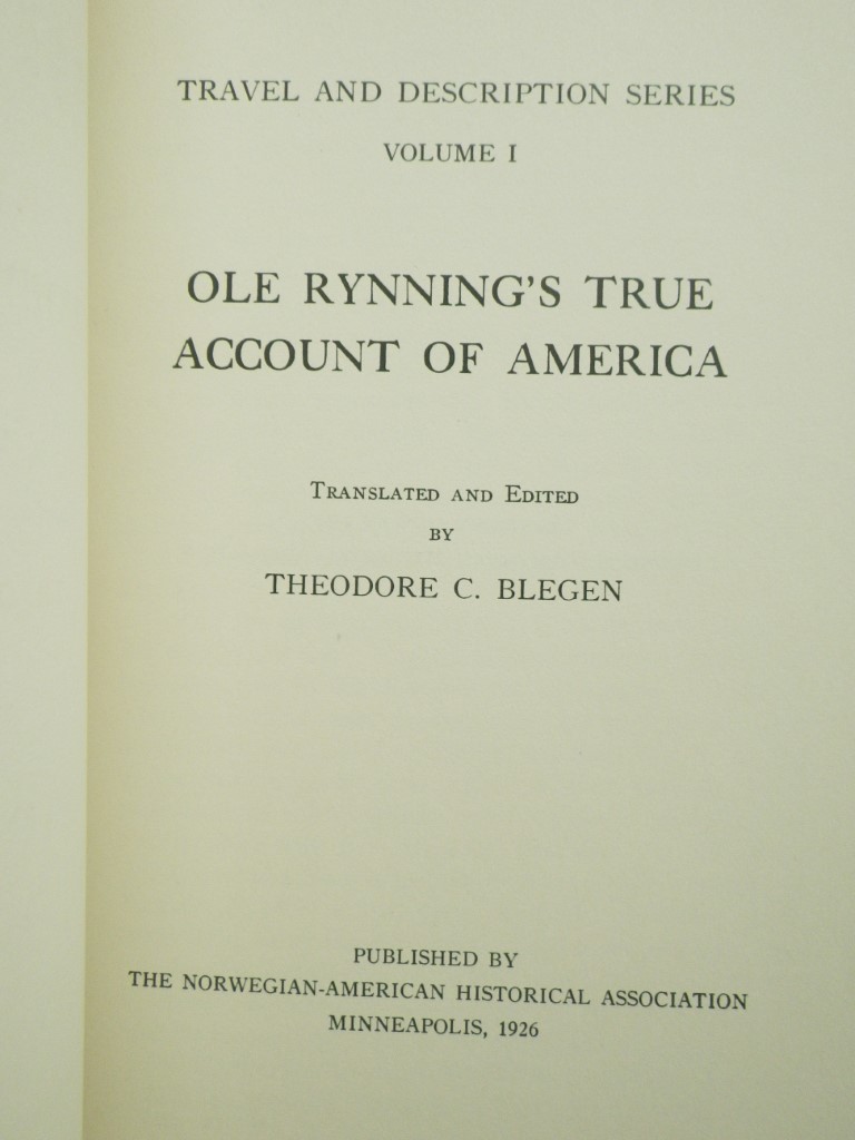 Image 2 of Ole Rynning's True account of America / translated and edited by Theodore C. Ble