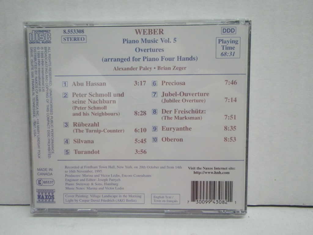 Image 1 of Weber Piano Music Vol. 5 Overtures 