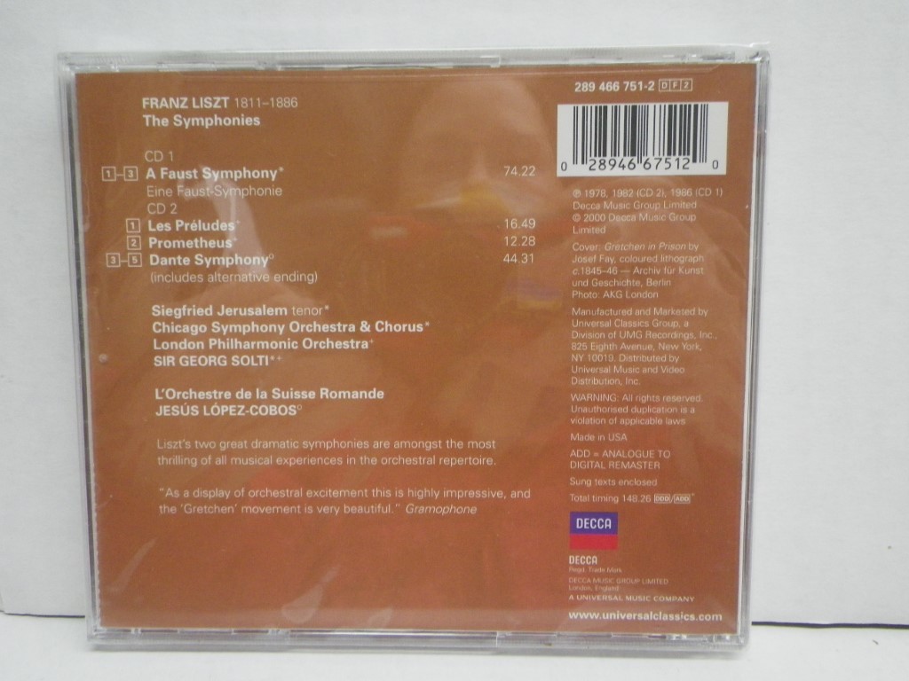 Image 1 of Liszt: A Faust Symphony; Dante Symphony; Les Préludes; Prometheus