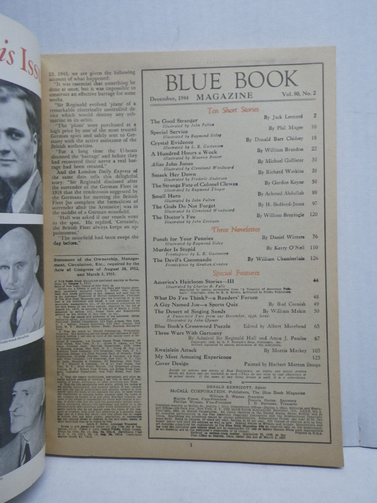 Image 1 of Bluebook Magazine December 1944. Volume 80, No. 2.